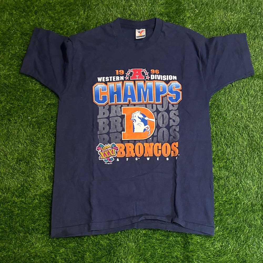 Vintage Artex Sportswear Blue Denver Broncos Western Division Champs Shirt Large